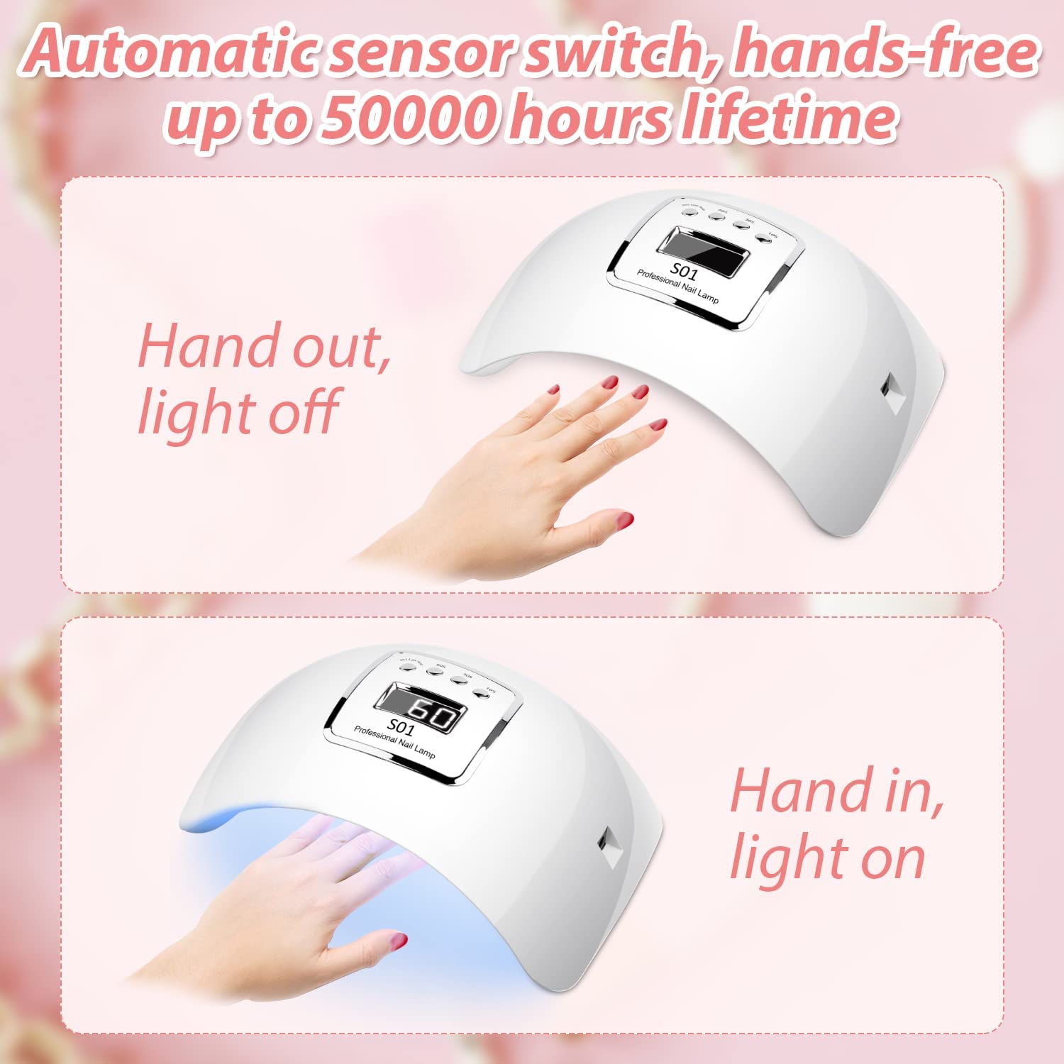 CICK UV LED Nail Lamp 72W UV Light for Nails with 4 Timers, Faster Nail dryers with Auto Senor, Nail Light for Professional Manicure Salon - Image 3